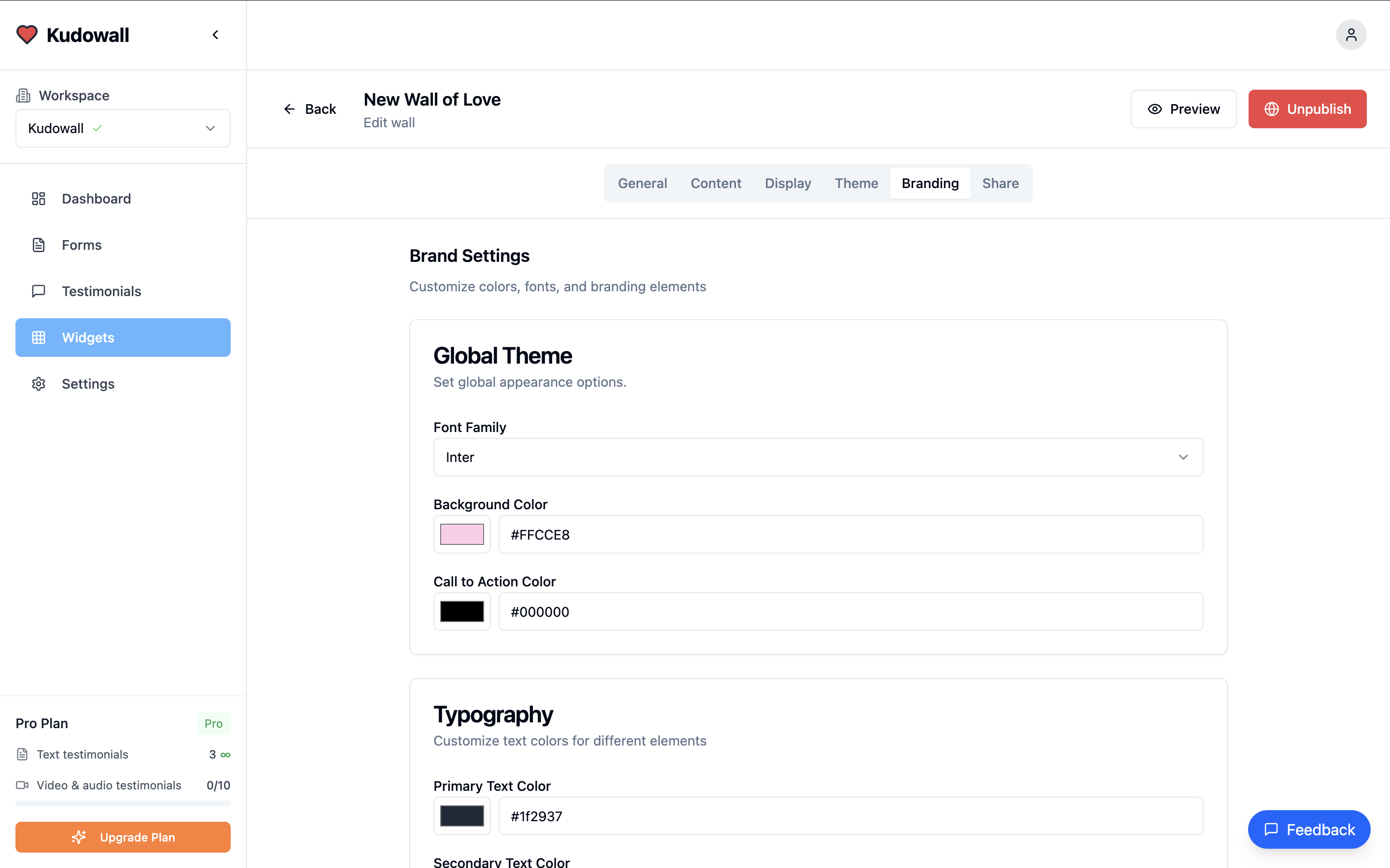 Fully customizable testimonial widgets
